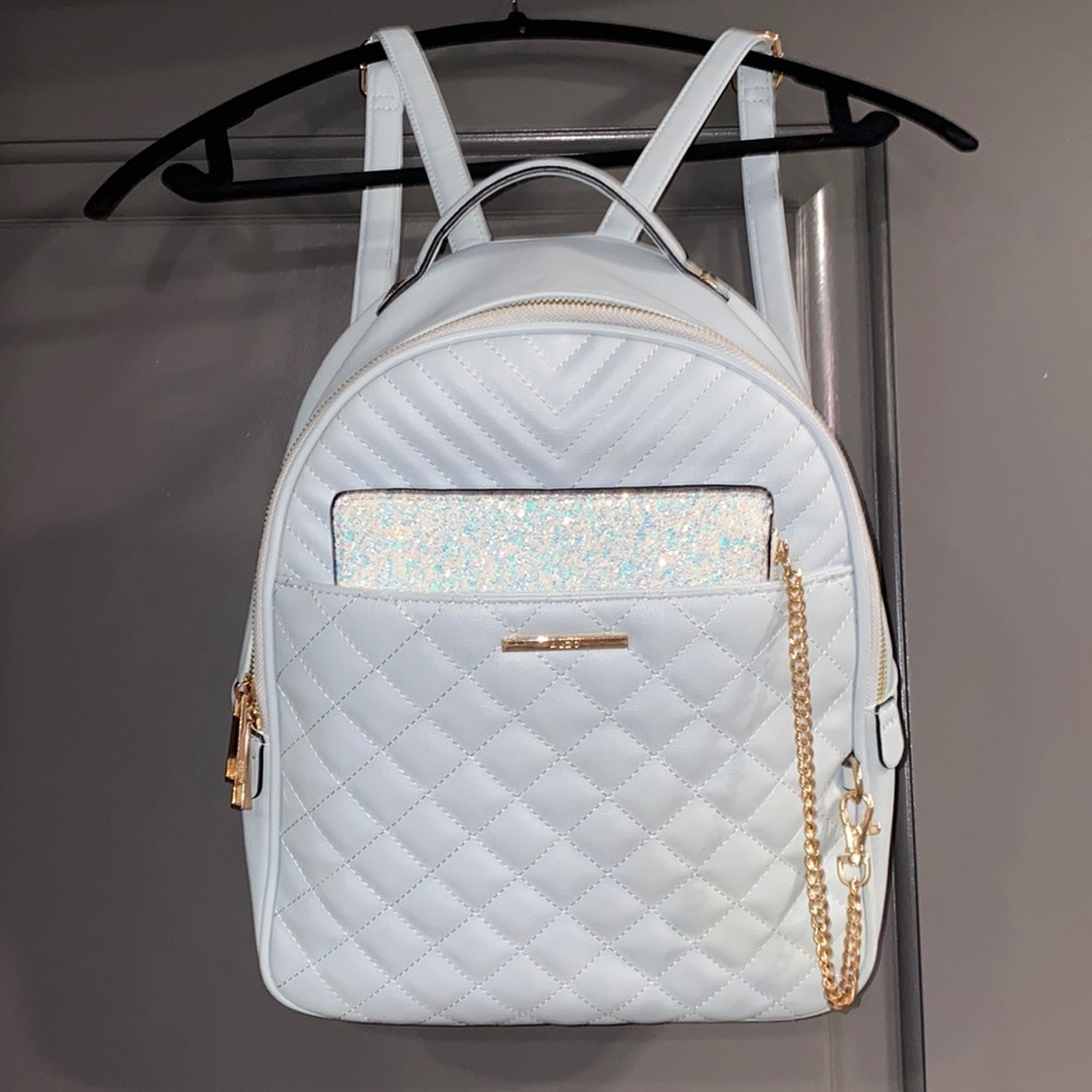 Aldo rare sky blue backpack with removable glitter clutch!